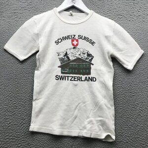 Vintage 80s Schweiz Suisse Switzerland T-Shirt Womens Small S Short Sleeve White